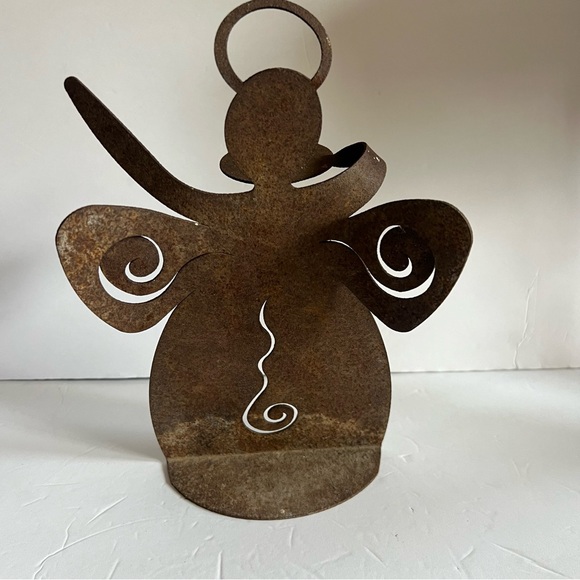 Rustic Metal Angel 12” Candle Holder Christmas Decor - Picture 8 of 13